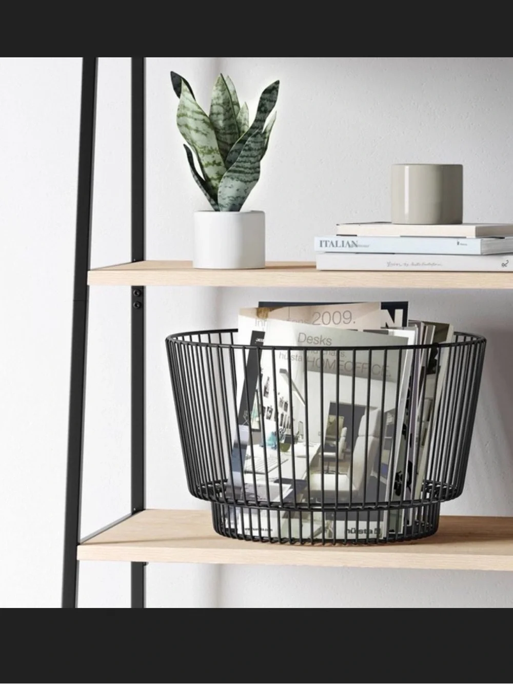 Threshold Metal Round Wire Storage Basket with Black Iron Finish- 18”x11”